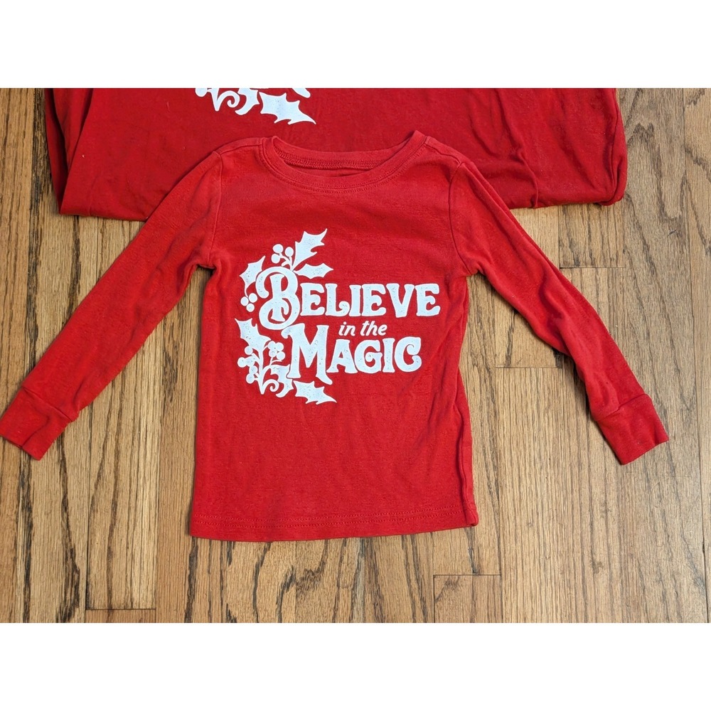 Old Navy Match the Fam Christmas Pajamas Set 2T & Women's L Red Believe in Magic - Picture 4 of 14